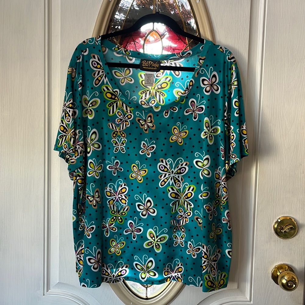 Bob Mackie Floral Print Top, Size 1X